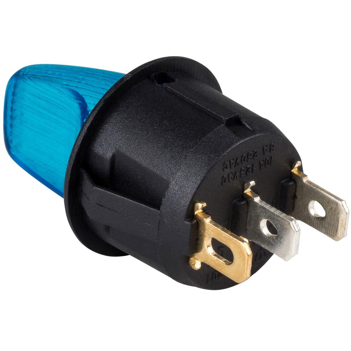 SPST Round Toggle Switch w/Blue Illumination 12VDC